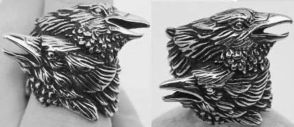 Crow head stainless steel ring