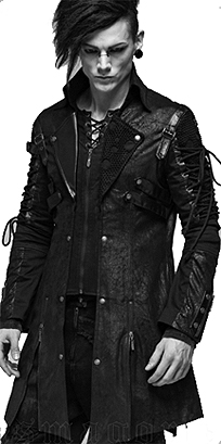 Punk Rave mens Poisonblack distressed crackle synthgetic zip front jacket with pockets, wide lapels, mesh detail, lace up upper arm and cuffs, fully line
