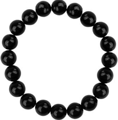 Black obsidian 10 mm bead stretch 8 inch bracelet