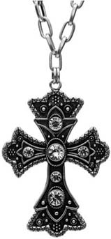 Silvertone cross necklace
