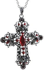 95 mm garnet cross necklace