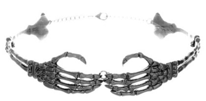 Skeleton hands silver alloy metal choker