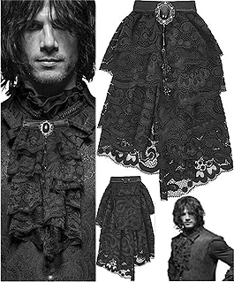 Black lace ruffle jabot necktie