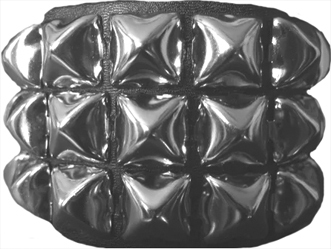 Ape Leather three row chrome pyramid stud wristband