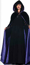 Black velvet Underwraps black/purple deluxe satin lined hooded cape