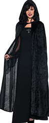 Black velvet Underwraps 55 inch black hooded unlined cape
