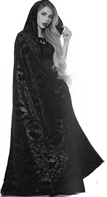  Black velvet Underwraps hooded vampire cape