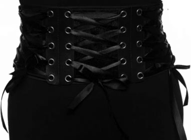 Black faux suede elastic waist cincher