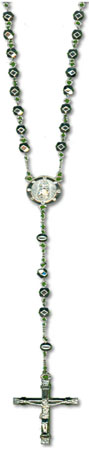 Fad silver bead rosary with chain necklace