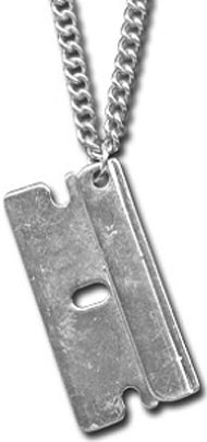 Silvertone razor blade 20 inch necklace