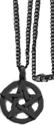 20 inch black pentagram chain necklace