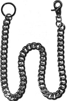Fad silvertone curb cut 24 inch wallet chain