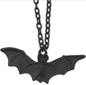 Fad rhodium large bat pendant necklace