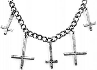 Fad burnished silver chain inverted cross necklace