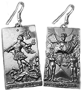 Fad silver tarot The Fool and The Lovers earrings