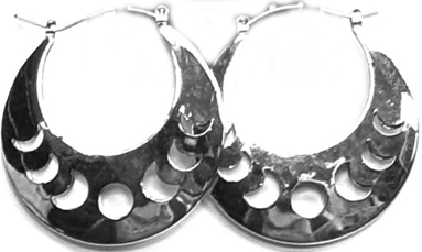 Silvertone hoop moon phases large earrings