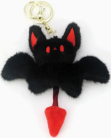 Comeco black bat plush keychain bag charm ornament