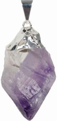 Large 1 1/4 inch rough amethyst point pendant necklace on cord