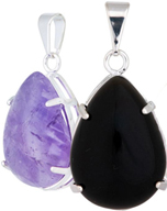 Teardrop pendant 1/2 inch gemstone necklace on cord