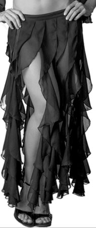 Black gypsy belt chiffon ruffle skirt