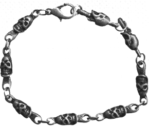 Fad 8 inch tin plate skulls bracelet 