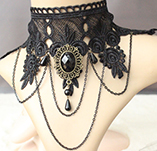 Black lace choker with pendant, swags