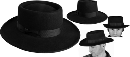 Black wool felt fedora hat