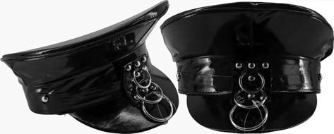 Black vinyl police hat with rings