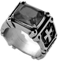 Viva stainless steel black stone ring
