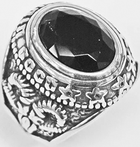 Viva black stone stainless steel ring
