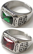 Viva stainless steel red stone ring