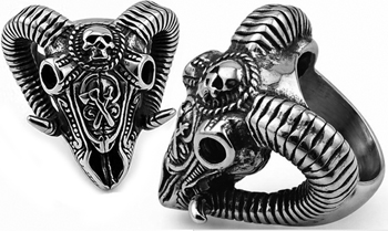 Viva gothic ram stainless steel ring