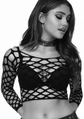 Leg Ave. black net crop ladies top