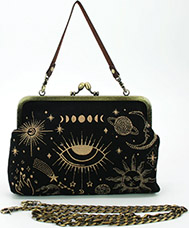 Comeco celestial kisslock linen blend handbag
