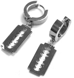 Viva stainless steel razor blade huggie ring