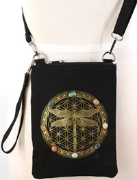 Comeco Dragonfly and crystal canvas shoulder bag