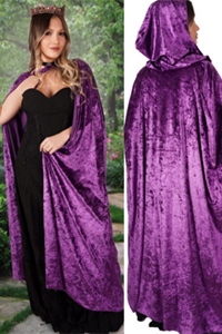 Velvet hooded purple cape
