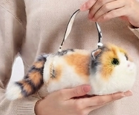 Comeco furry orange/white cat handbag
