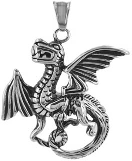  Stainless steel dragon necklace.