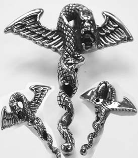 Stainless steel dragon pendant on cord