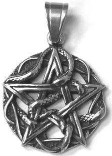 stainless steel pentagram with snake pendant