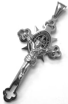 San Benito crucifix stainless steel pendant