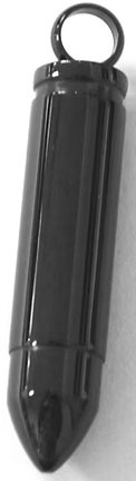 Black plated bullet stainless steel pendant on cord