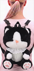 Comeco plush black/white tuxedo cat backpack