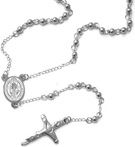 4 mm stainless steel rosary necklace