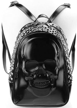 Comeco black pu skull embossed backpack 