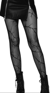 Leg Ave black cracked fishnet tights/pantyhose