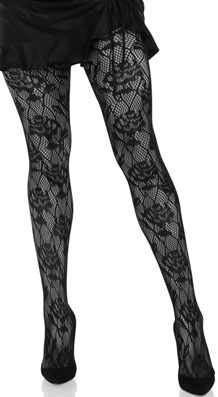 Leg Ave black Wild Rose net tights.