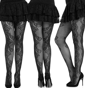 Leg Ave black Fleurine eyelet lace tights