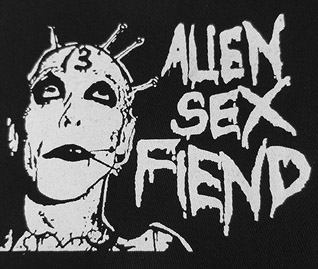 Alien Sex Fiend sew on raw edge black white patch